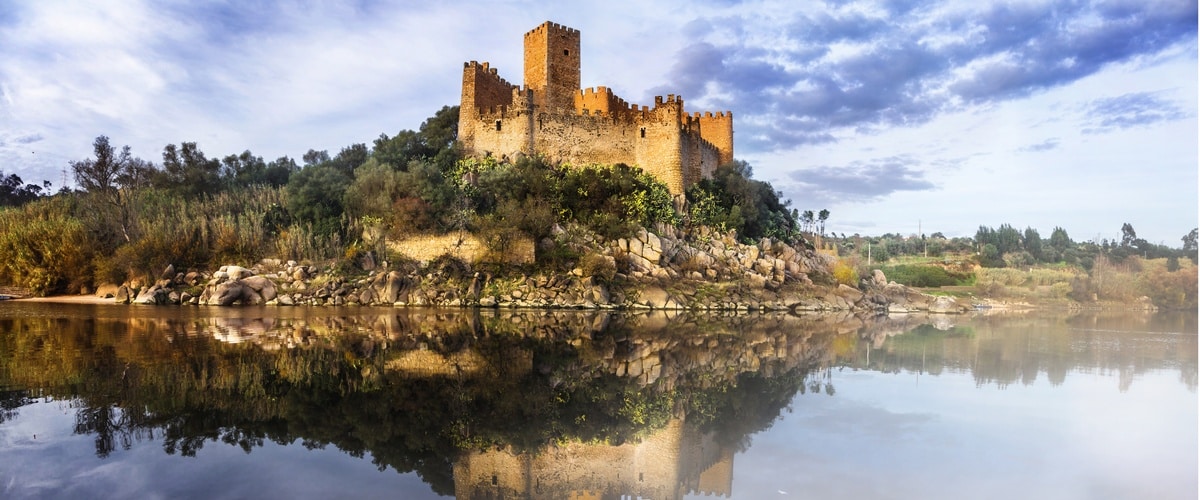 Almourol castle - reflection of history. medieval castle of Templars, Portugal