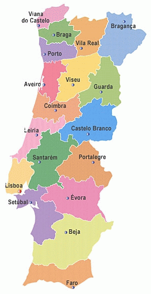 Map of Portugal showing the location of Viseu and Covilhã.