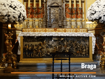 Detalhes de um dos altares da Sé Catedral de Braga, Portugal