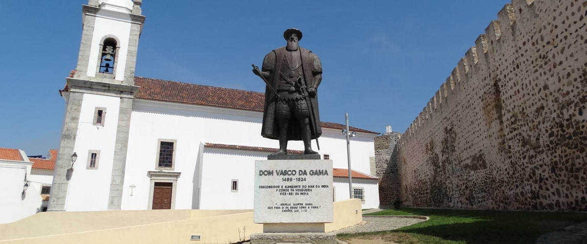 Vasco da Gama statue in Sines, Portugal. The navigators birthplace